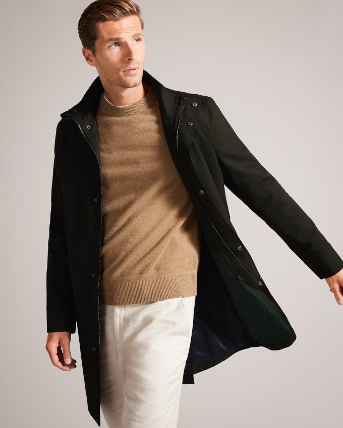 Manteau Ted Baker Funnel Neck With Removable Lining Vert Foncé Homme | HTZ-96761688